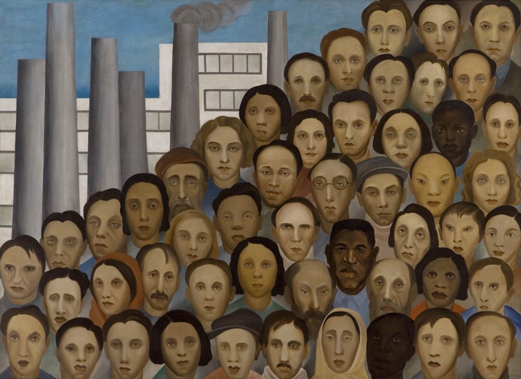 Tarsila do Amaral, Operários (Workers), 1933, oil on canvas, 150 x 205 cm